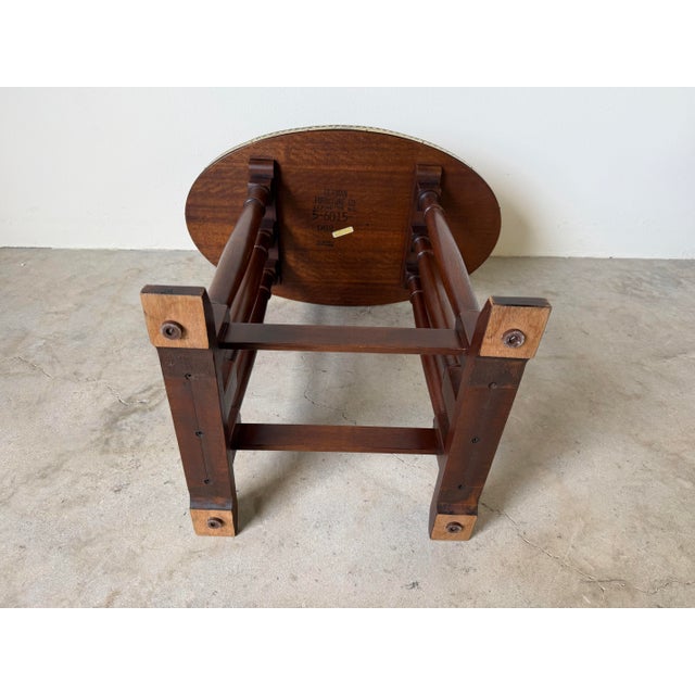 Vintage Hekman Chippendale Style Mahogany Matched-Grain Oval Side Table With Brass Gallery For Sale - Image 12 of 12