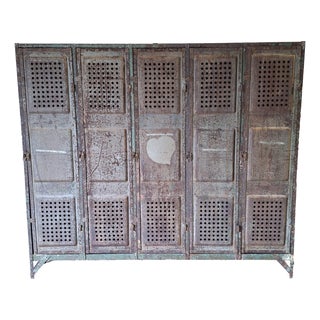 5-Door Storage Locker in Metal For Sale