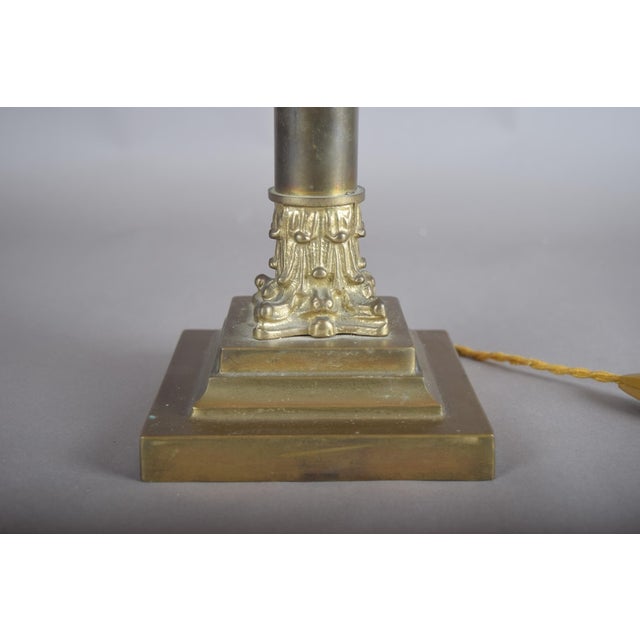 1950s Dutch Neoclassical Brass Column Table Lamp, 1950s For Sale - Image 5 of 10