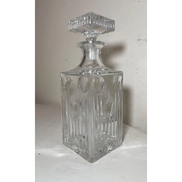 Vintage American Brilliant Cut Clear Crystal Liquor Wine Decanter Glass Bottle For Sale - Image 4 of 12