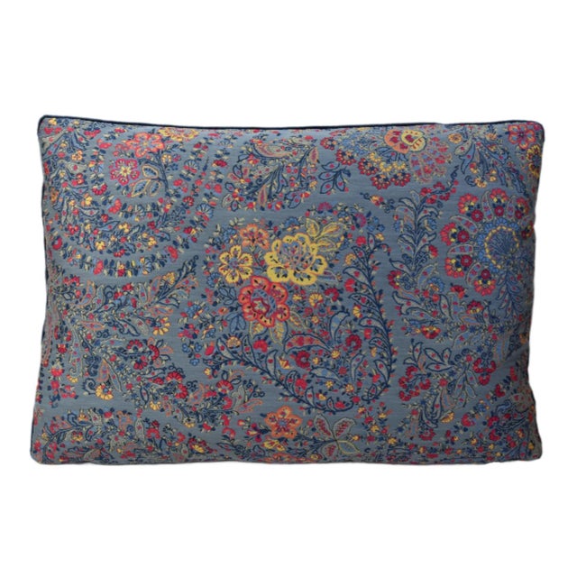 Custom-tailored pillow in Clarence House botanical floral fabric from their Italian Etro Collection called "Timandra."...