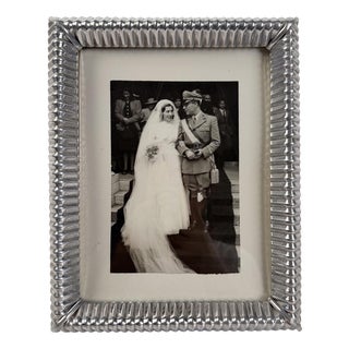 Mid-Century Modern Italian Embossed Tin Tabletop Picture Frame, 1930s For Sale