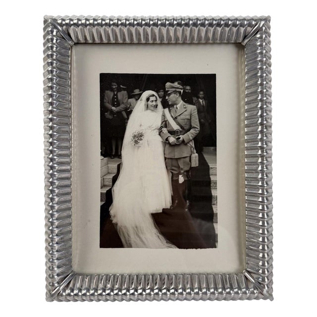 Mid-Century Modern Italian Embossed Tin Tabletop Picture Frame, 1930s For Sale