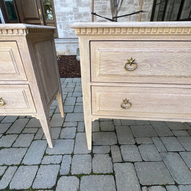 Beige Pair Modern History Weathered Oak Commodes For Sale - Image 8 of 11