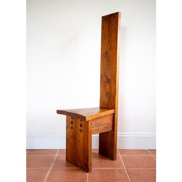 Mid-Century Tall Brutalist Artisan Accent Chair in Wood, 1970s For Sale - Image 11 of 18