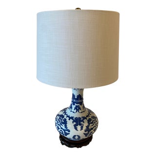Late 20th Century Blue and White Gourd Shape Table Lamp For Sale
