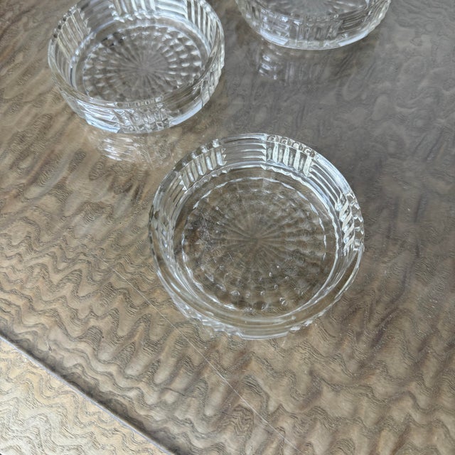 1950s 1950s Mid Century Brass Handled Condiment Server With Starburst Pressed Glass Inserts, Set of Four For Sale - Image 5 of 11