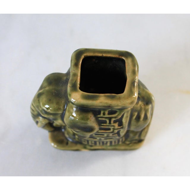 Green Vintage Green Ceramic Elephant Toothpick Holder For Sale - Image 8 of 11