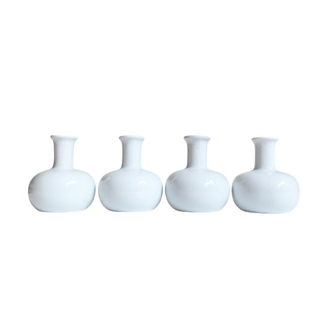 Contemporary Petite White Ceramic Weed Pot Bud Vases by Dansk - Set of 4 For Sale - Image 3 of 5
