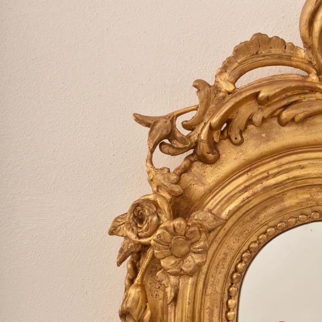 Glass Antique Gold Leaf Mirror, 1850s For Sale - Image 7 of 12