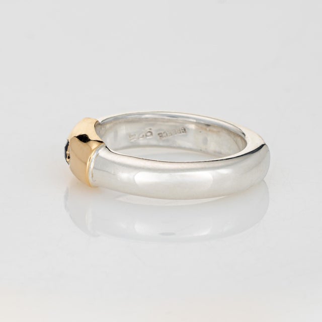 70s Ilias Lalaounis Ring Sapphire Stacking Band Sterling Silver 18k Gold Signed, Size 5 For Sale - Image 4 of 7