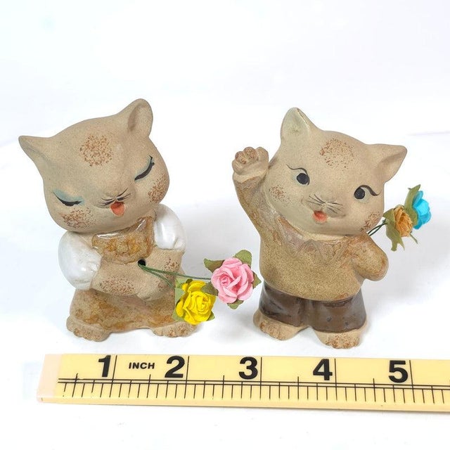 Vintage Uctci Japan Cat Flower Holders - A Pair For Sale - Image 11 of 11