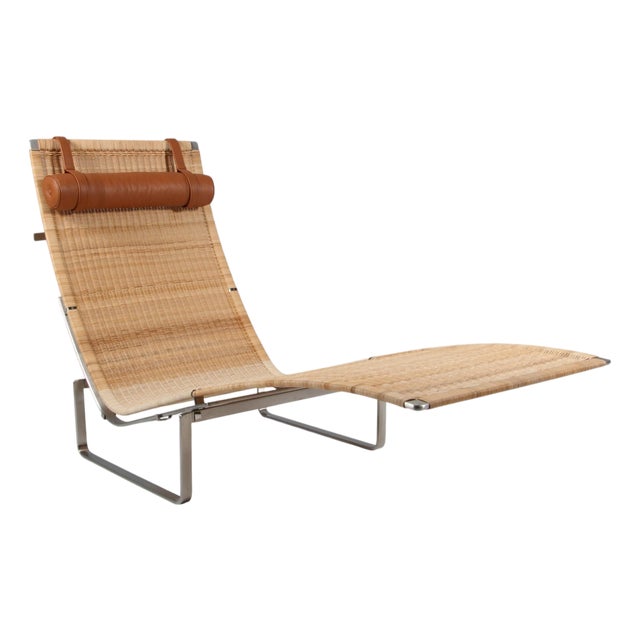 PK 24 Chaise Lounge with Wicker Seat by Poul Kjærholm for Fritz Hanse, 2021 For Sale