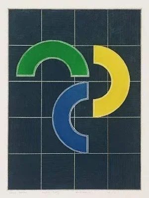 1970s "Manx Yellow" Geometric Print by Gordon House Welsh