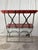 French Mid-Century French Bistro Bench With Red Slats and Wrought Iron Frame For Sale - Image 3 of 11