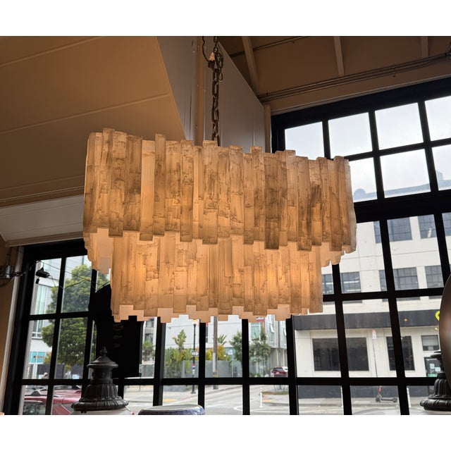 Two Tiered Design Selenite Chandelier For Sale - Image 17 of 17