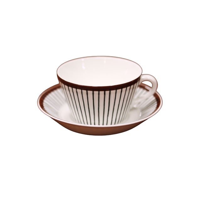 1960s Spisa Ribb Tea Cup with Saucer by Stig Lindberg for Gustavsberg, 1950s For Sale - Image 5 of 5