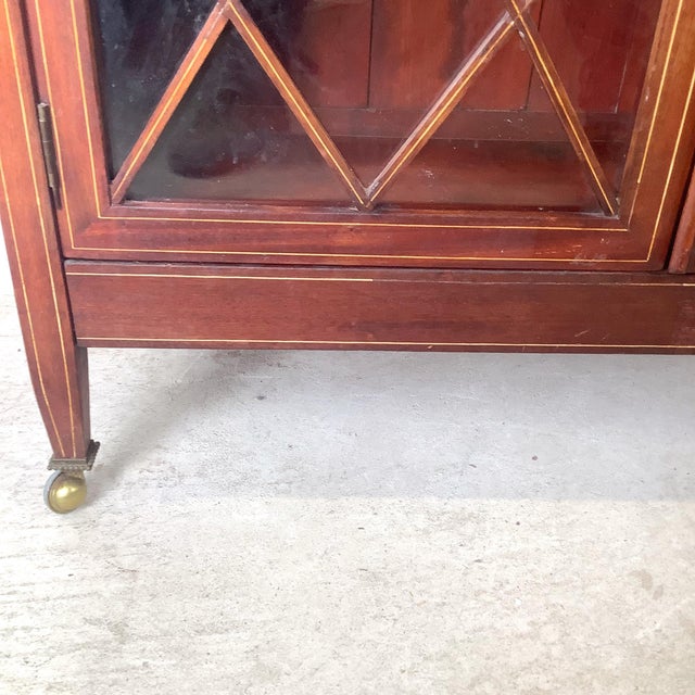 Edwardian Revival Mahogany Diamond Lattice Glazed Bookcase For Sale - Image 10 of 18