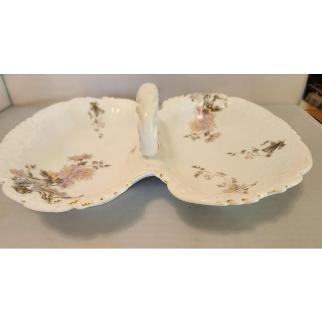 Antique Porcelain Handled Relish Zeh Scherzer Deer-Tree Germany mark, (1882-1918) Exquisitely relish divided tray hand...