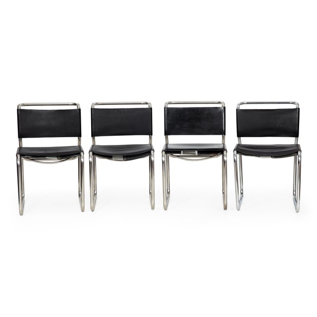 Nicos Zographos Set of 4 Mid Century Modern “Ch66" Dining Chairs by Nicos Zographos For Sale - Image 4 of 17