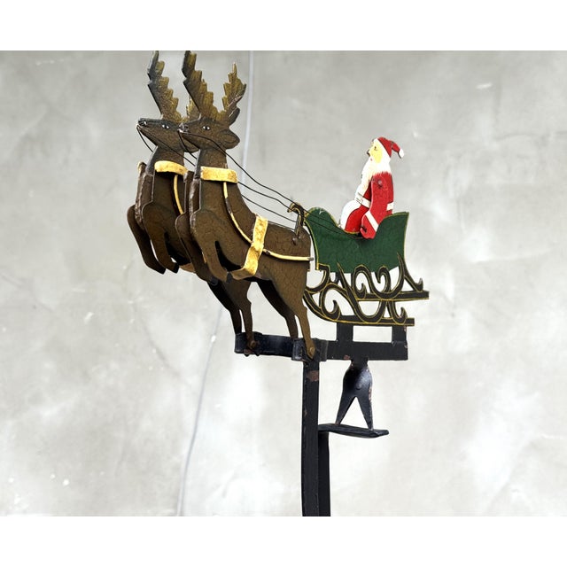 Metal Vintage Metal Kinetic Sculpture with Santa Sleigh and Reindeer, 1950s For Sale - Image 7 of 13