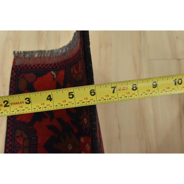 Textile Turkmen Runner 1’10” X 4’9” Red Wool Tribal Hand-Knotted Oriental Rug For Sale - Image 7 of 9