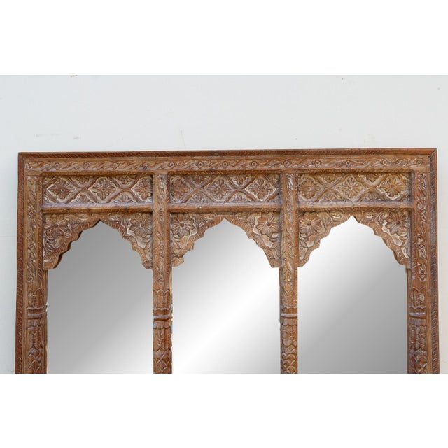 Finely Carved Square Triple Arched Mirror For Sale - Image 4 of 8