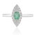 Mid-Century Modern Diamond Studded Regal Emerald Engagement Ring With Marquise Halo, Size 7 For Sale - Image 3 of 14