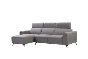 Pasargad Home Modern Bari Sectional Sofa With Push Back Functional, Grey-Left Facing