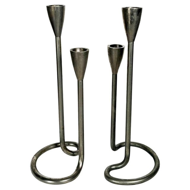 Scandinavian Metal Candlesticks, 1960s, Set of 2 For Sale - Image 11 of 11