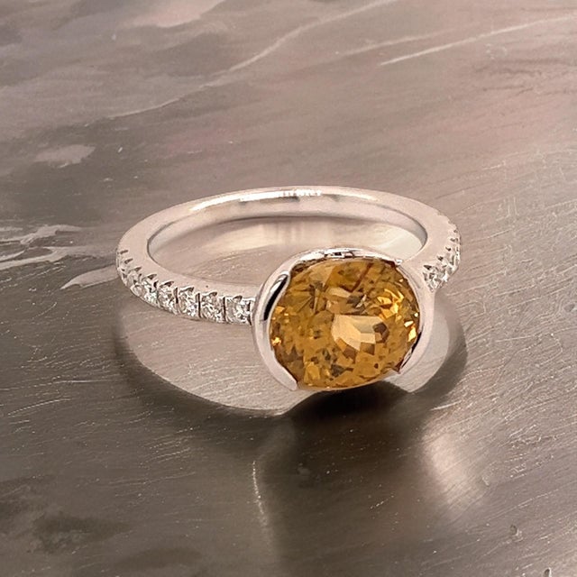 2010s Natural Zircon Diamond Ring 6.5 14k White Gold 3.5 TCW Certified For Sale - Image 5 of 12