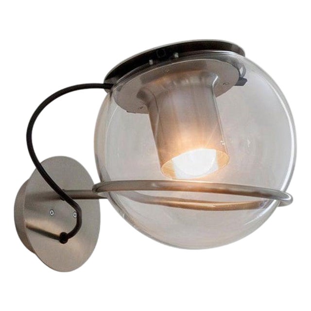 The Globe Wall Lamp in Transparent Blown Glass by Joe Colombo for Oluce For Sale