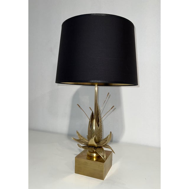 Bronze and brass Nenuphar table lamp Attributed to Maison Charles. Circa 1970 For Sale - Image 10 of 11