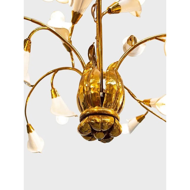 Mid-Century Modern Italian Brass and Metal Pendant Lamp by Angelo Lelii, 1950s For Sale - Image 3 of 9