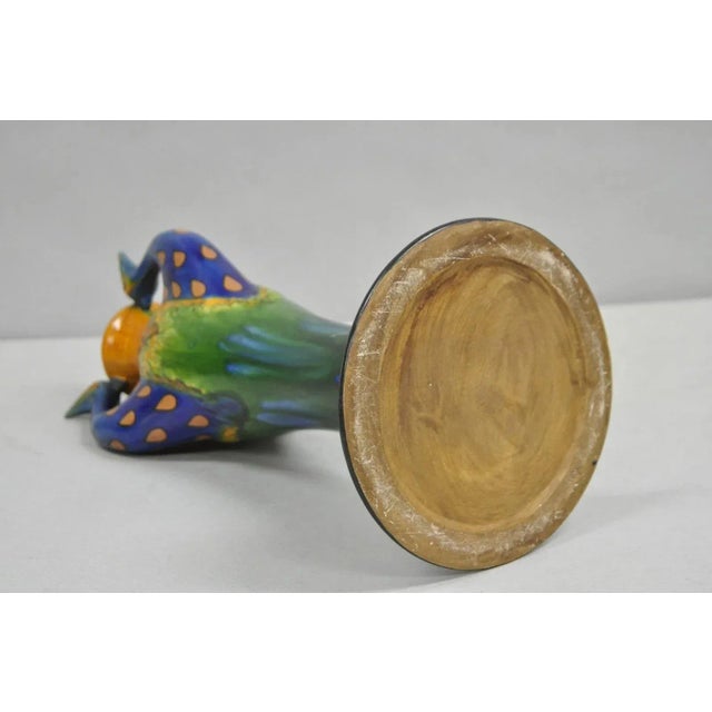 Vintage Art Nouveau Majolica Style Glazed Ceramic Pottery Peacock Bird Vase For Sale - Image 9 of 10