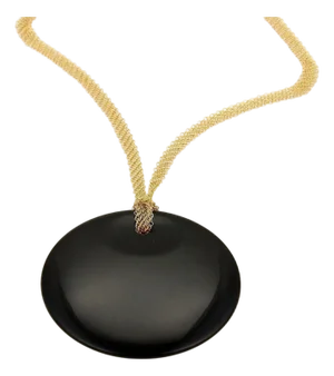 Tiffany & Co. Peretti Black Jade Pendant 18k Gold 30" Mesh Pendant Necklace