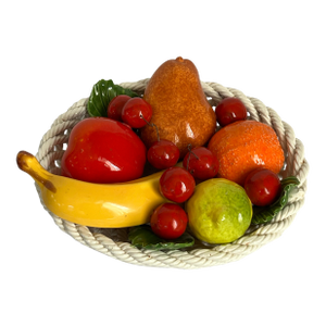 Vintage Mid 20th Century Italian Capodimonte Life Size Ceramic Fruit Basket