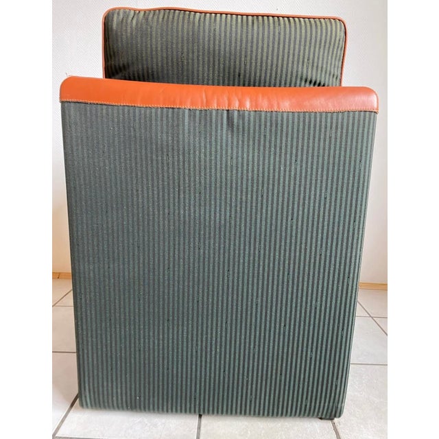 1990s Striped Leather Cognac Club Chair from Fendi, 1990s For Sale - Image 5 of 7