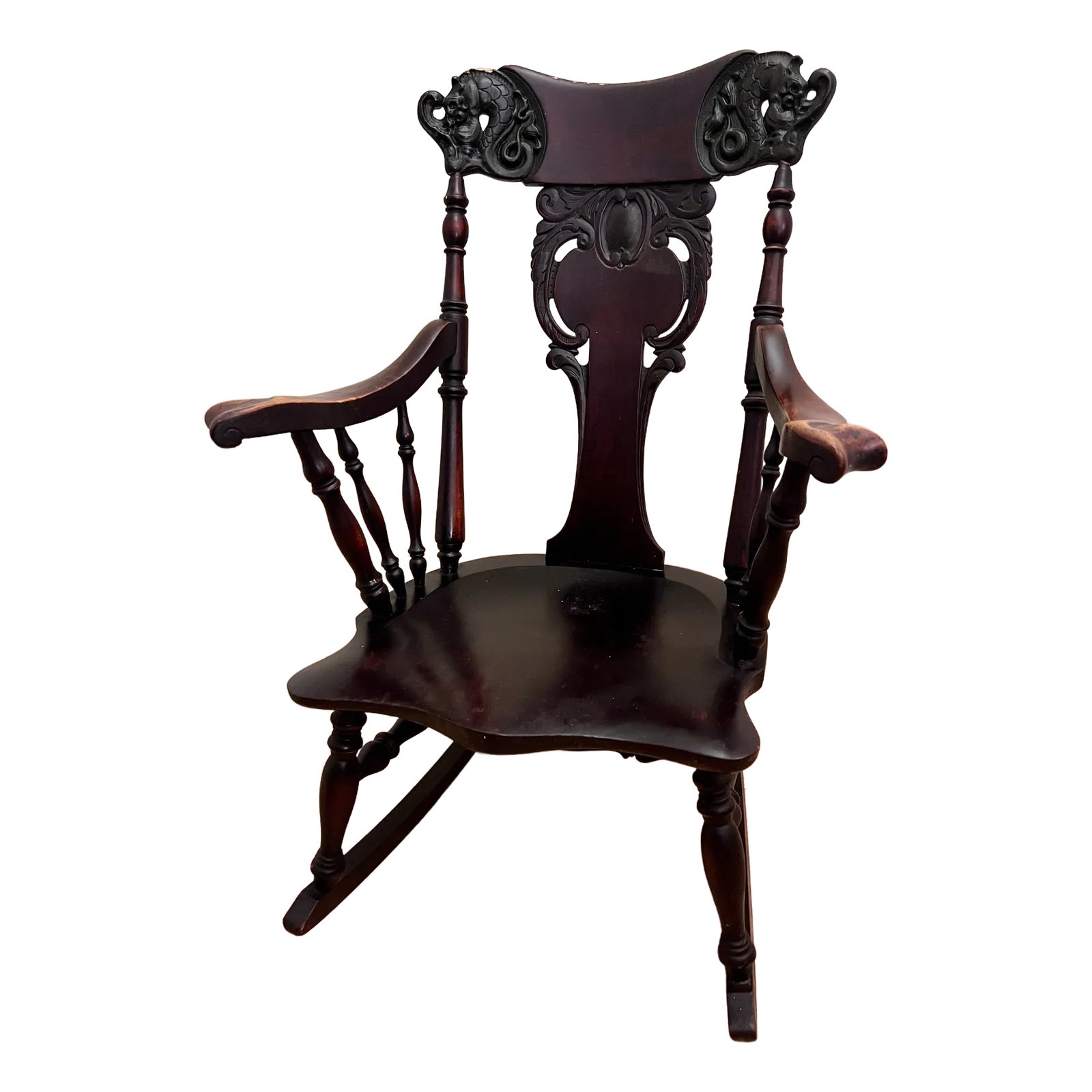 Stickley and Brandt 19th Century Rocking Chair With Chinese Dragon ...