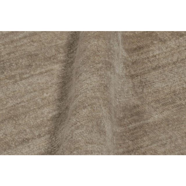 Textile Rug & Kilim’s Oversized Modern Textural Rug in Beige-Brown Stripes and Striae - 13x15 For Sale - Image 7 of 8