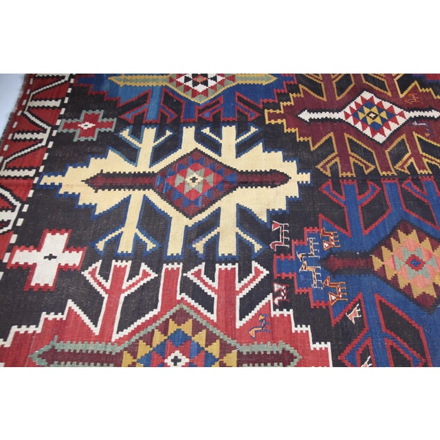 Antique Colorful Handwoven Caucasian Kuba Shirvan Kilim Rug - 6' 1'' X 10' 7'' For Sale - Image 14 of 14