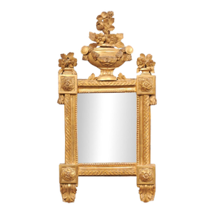 19th Century French Neoclassical Gilt Mirror with Urn Crest