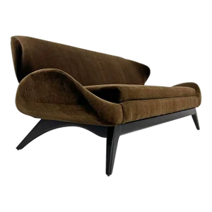 Luigi Tiengo No. 500-13 Sofa in Chocolate Mohair for Cimon Montréal, 1960's