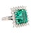Art Deco 1990s Gia Certified 8.17 Carat Tourmaline and Diamond Halo Square Shape Platinum Ring Size 6.5 For Sale - Image 3 of 7