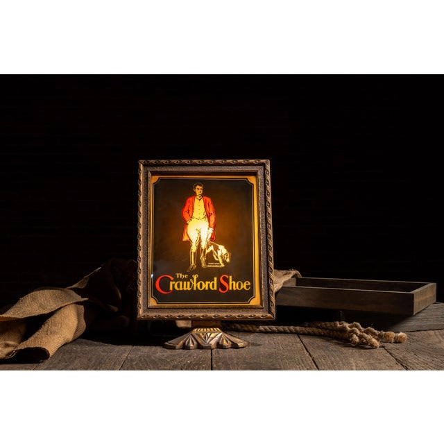 American C. 1920 Crawford Shoe Reverse Painted Lighted Flashing Sign Display For Sale - Image 3 of 10