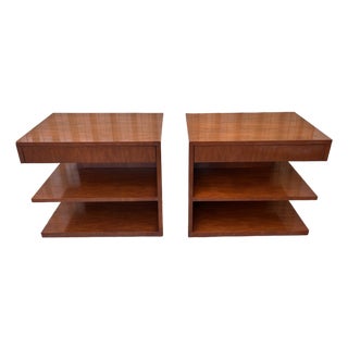 A Pair of Walnut Nightstands by Ralph Lauren Modern Hollywood Home Collection For Sale