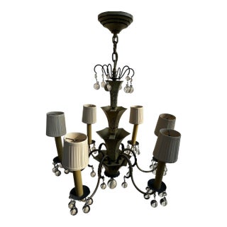 Vintage Six Arm Painted Metal Chandelier For Sale