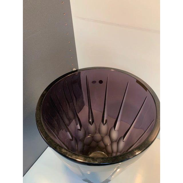 Glass 2020s Italian Violet Crystal Handmade Cut Vase For Sale - Image 7 of 8