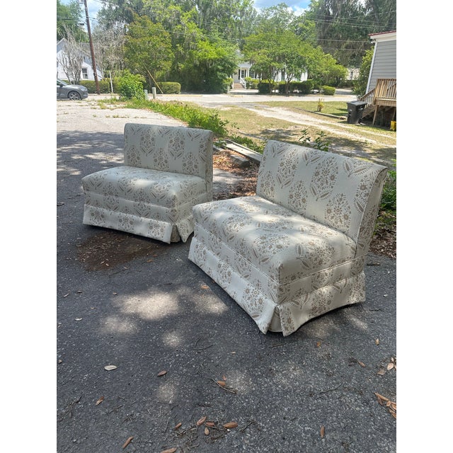Traditional Pair of Vintage Banquets, Recovered For Sale - Image 3 of 9