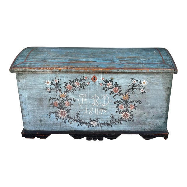 Antique Swedish Primitive Folk Art Hope Chest Trunk Chairish